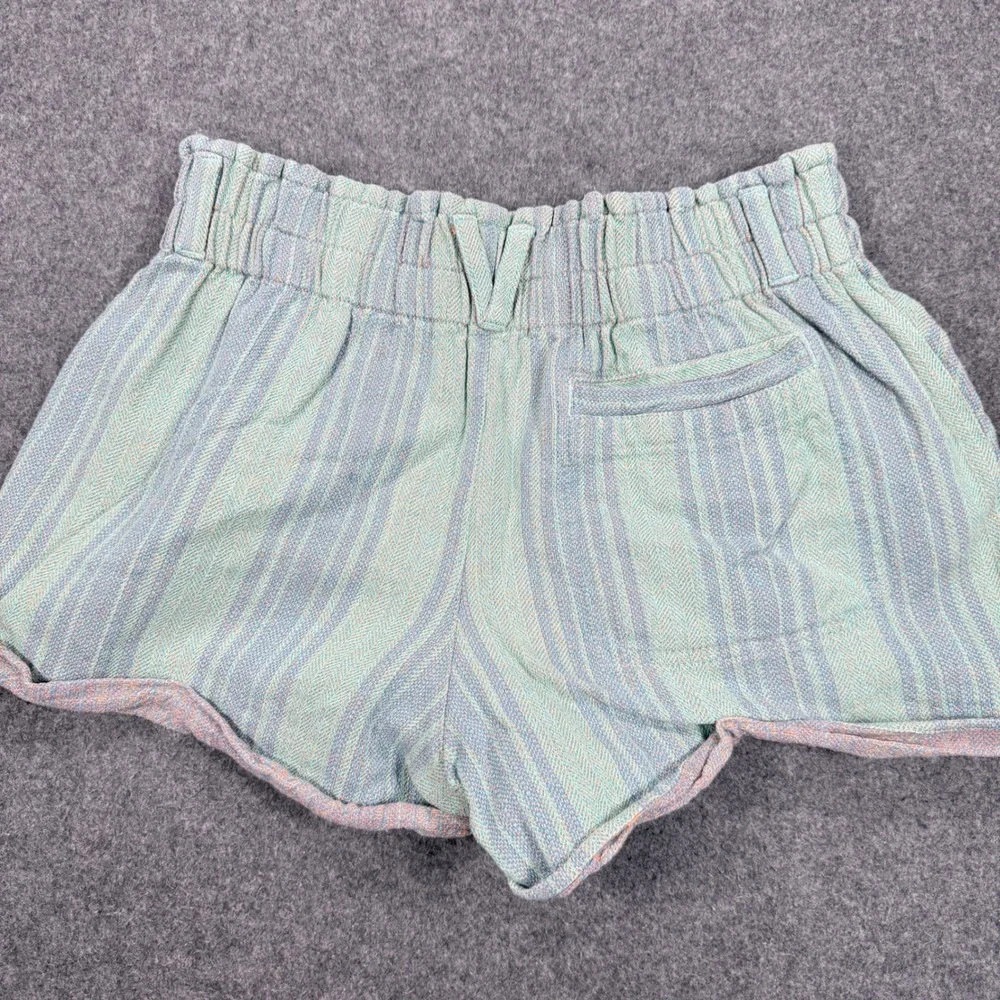 Free People Striped Paperbag Waist Shorts Mint Green Blue OB1921255 Medium
